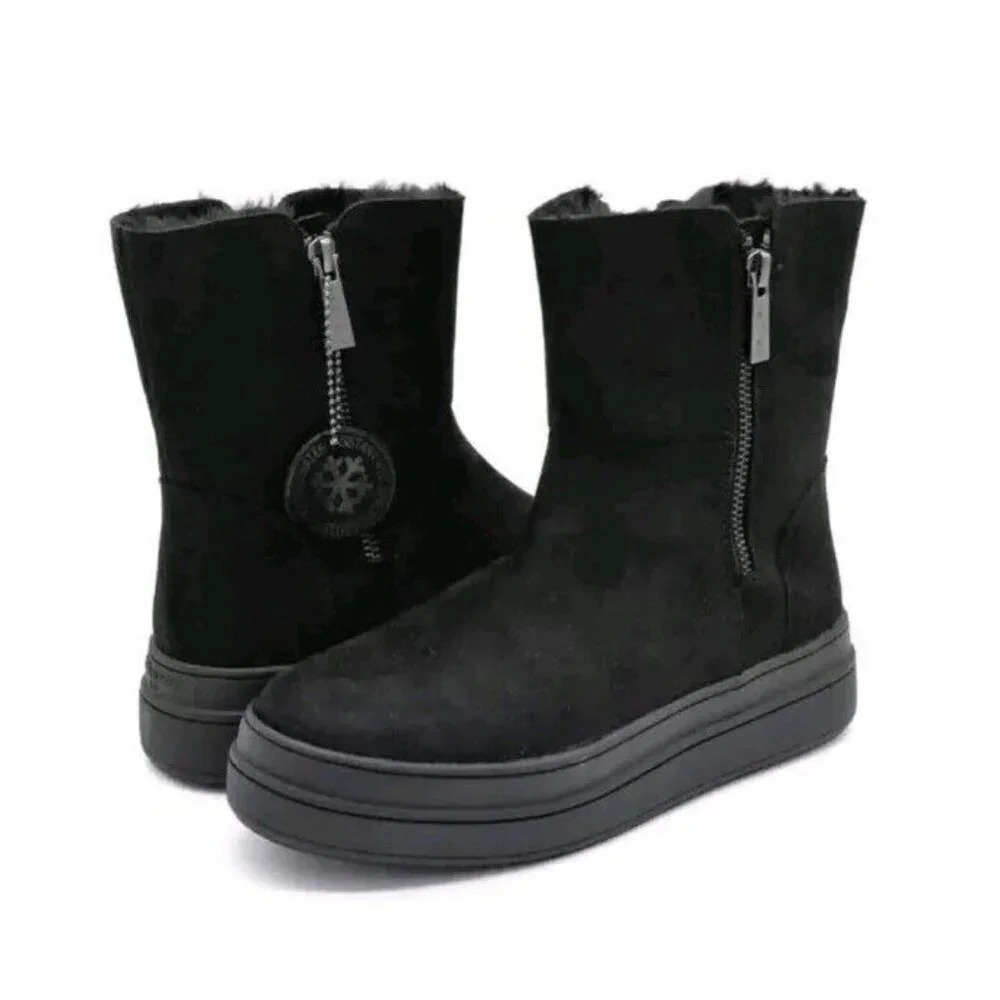 NWT J/Slides Lux Truly Black Suede Water Resistant Side Zip Women's Size 9M